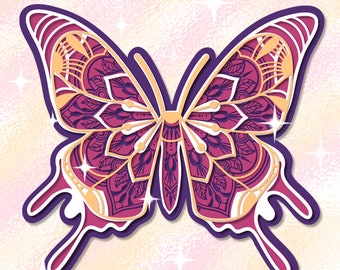 Warstwowy motyl SVG, Kwiatowy motyl SVG, Papierowy motyl SVG, Warstwowy papierowy owad SVG, Dekoracja motyla 3D, Szablon papierowego wycinania