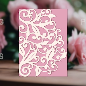 Floral Wedding Invitation SVG Card Template, Paper Cut Floral Frame Wedding Invitation, Intricate Floral Paper Cut Invitation