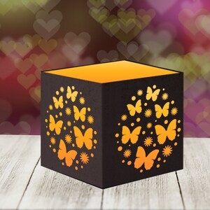 Butterflies Easter Tealight Box, Easter Tealight SVG Template, Easter Papercut svg, Papercut Tealight Box, Easter Lantern Papercut Template