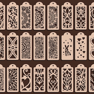 Marque-page SVG découpé au laser, modèle de marque-page en bois pour Glowforge, marque-page floral SVG, marque-page Mandala, lapin Svg, marque-page vintage