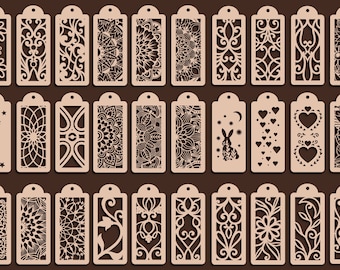 Laser Cut Bookmark SVG Bundle: Floral, Mandala, Rabbit Designs (Digital Download)