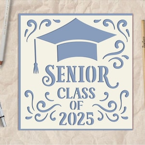 Tarjeta de graduación de 2025 (papel recortado), SVG de graduación (papel recortado), tarjeta de felicitación en capas, tarjeta de graduación 3D, tarjeta de papel recortado en capas (SVG)