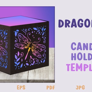 Dragonfly Tealight Box SVG, Dragonfly Papercut SVG, Dragonfly Light Box, Dragonfly svg, 3D Dragonfly Template, Papercut Template
