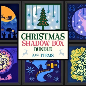 Christmas Shadow Box Bundle, Christmas Lightbox Template, Papercut Christmas Template, Reindeer Shadow Box, Christmas Tree Papercut, Santa