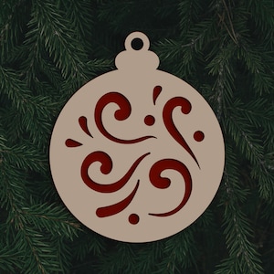 Lasergesneden SVG-kerstbal, gelaagde kerstornament met vintage versieringen, uitgesneden ornamenten SVG, kerstboomversiering