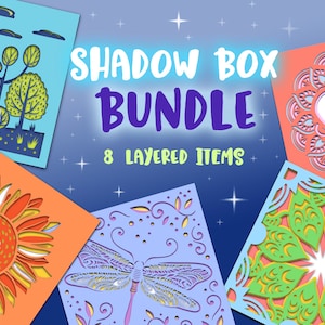 Layered Shadow Box SVG-paket, pappersklipp, laserskuret hjärta, solros (digital nedladdning)
