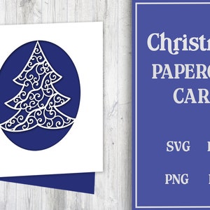 Carte de Noël papercut, modèle de Noël papercut, papercut Zentangle, carte de voeux de sapin de Noël, arbre de Noël papercut SVG