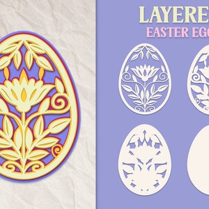 3D Osterei SVG, geschichtete Blumen Osterei SVG, Laser geschnitten Osterei SVG, Papierschnitt Osterei Vorlage, Osterei Scherenschnitt svg