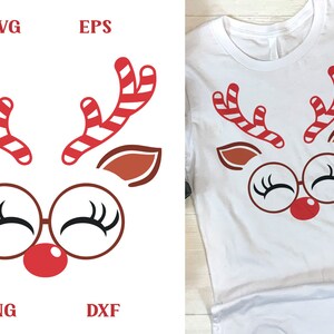 Reindeer Face SVG, Reindeer With Candy Canes, Reindeer With Glasses SVG ...