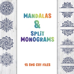Mandala and Split Monograms Bundle, Monogram SVG Bundle,  Mandala Monogram SVG, Mandala Decal svg, Split Monogram Bundle