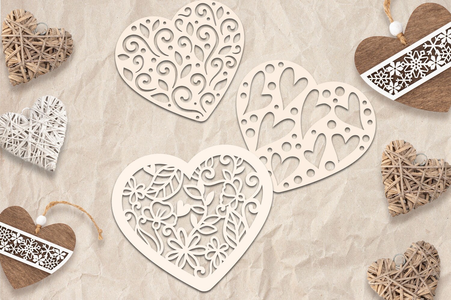 Laser Cut Heart Bundle, Papercut Heart SVG Bundle, Love Laser Cut SVG ...