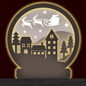 Christmas Shadow Box SVG, 3D Layered Reindeer, Winter Town Papercut, Santa Claus Cut Files, Cricut & Glowforge Holiday Decor, Holiday Scene