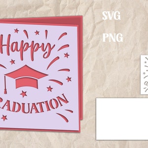 Cartão de Feliz Formatura em Papel Recortado, SVG de Formatura em Papel Recortado, Cartão de Parabéns em Camadas, Cartão de Formatura 3D, Cartão de Formatura em Papel Recortado em Camadas SVG