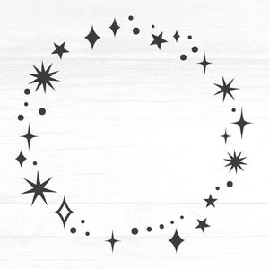 Star Cluster Frame SVG PNG, Mystical Celestial Frame SVG, Boho Celestial Clipart, Witchy Cricut Cut File, Stars & Sparkles