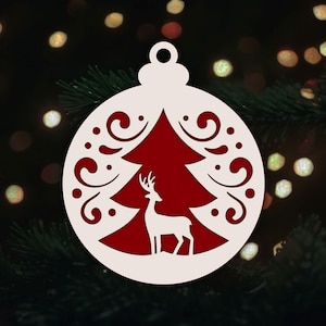 Laser geschnittene Weihnachtskugeln, Weihnachtspapierschnitt Ornamente SVG, Weihnachtsbaumschmuck, runde Weihnachtsdekorationen