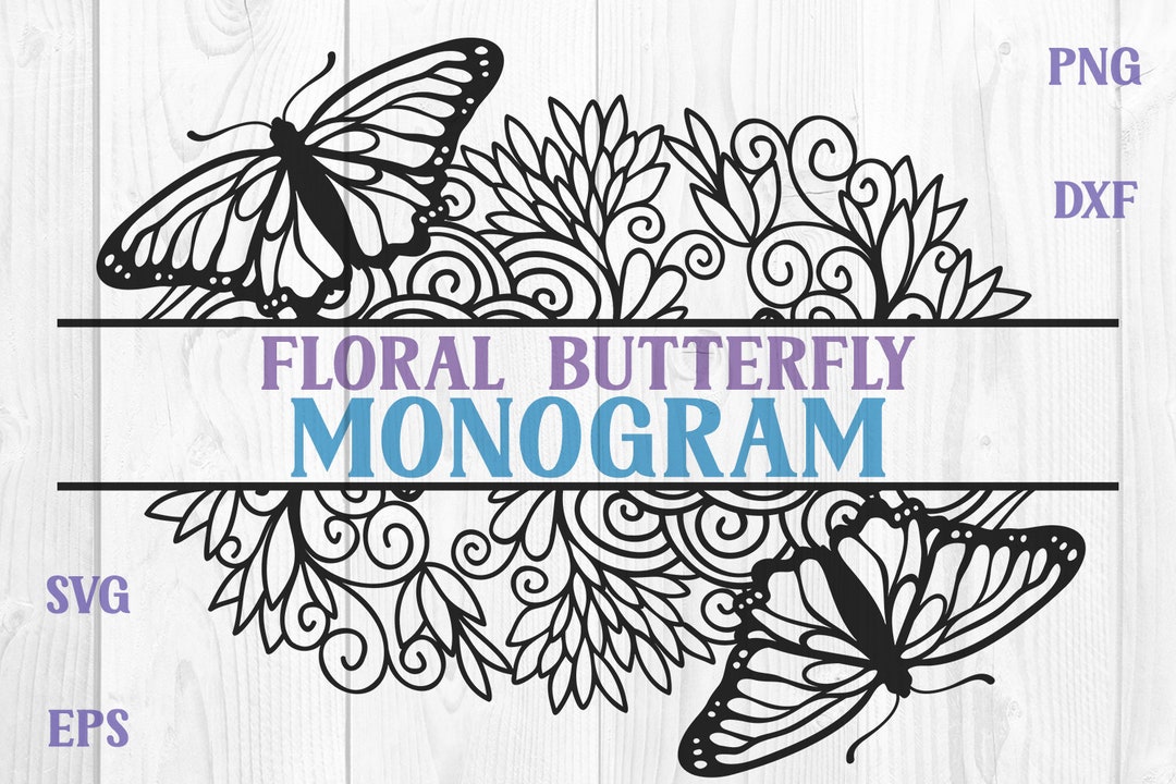 Butterfly Monogram SVG, Zentangle Split Monogram SVG, Butterfly ...