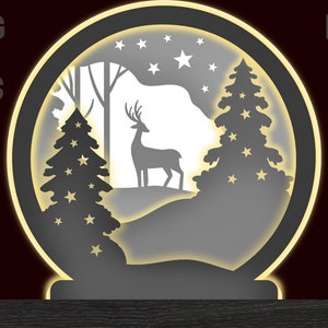 Christmas Shadow Box SVG, 3D Layered Reindeer, Winter Scene Papercut, Christmas Tree Cut Files, Cricut & Glowforge Holiday Decoration
