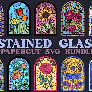 FAUX Stained Glass-219pc- Precut Kit for Adults - Skill 3 - ROSES Suncatcher