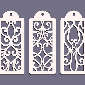 Vintage Floral Paper Cut Bookmark Templates, 3 Floral Laser Cut Bookmarks Ready to Cut, Bookmark Svg Eps Png Dxf