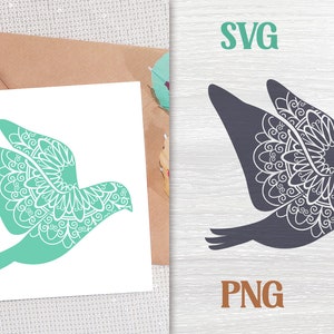 Mandala Dove SVG, Mandala Animal SVG, Floral Swallow Bird, Floral Sparrow, Mandala SVG cut file, Gedetailleerde Floral Bird, Bird Silhouette