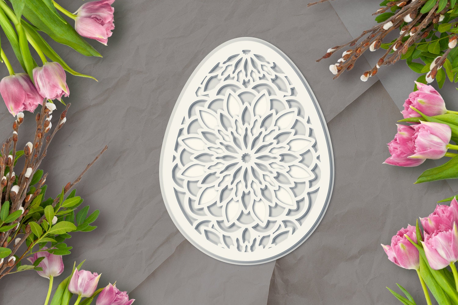 Mandala Easter Egg SVG, Layered 3D Easter Egg SVG, Laser Cut Easter SVG ...