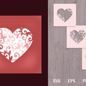 Floral Heart Shadow Box, Valentines Laser Cut SVG, Valentine Shadow Box ...