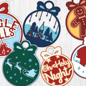 Enfeites de Natal em camadas, enfeite de Natal em camadas SVG, decoração de Natal 3D, SVG de Natal em camadas, monograma de Natal em camadas