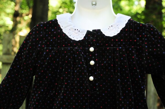 VTG Little Girls Black Velvet Party Holiday Chris… - image 3