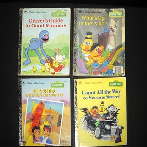 VTG Little Golden SESAME Street Books Lot of 4 / Sesame Street Big Bird, Grover, Bert & Ernie / 1970&#39;s - 1990&#39;s