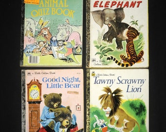 VTG Little Golden ANIMAL Books Lot of 4 / Elephant, Bear & Lion Stories / 1980's - 1990's
