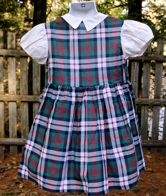 Vintage 50's 60s / Girls MacDonald Plaid Cotton S… - image 9