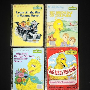 VTG Little Golden SESAME Street Books Lot of 4 / Sesame Street Big Bird Stories / 1970&#39;s-1980&#39;s