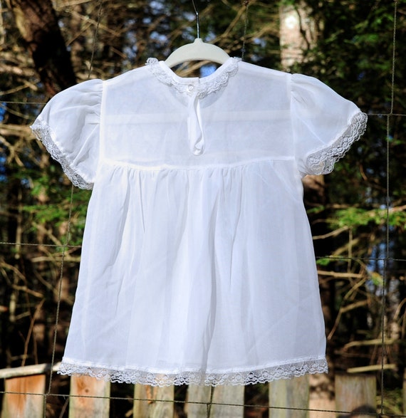 VTG 50's / Baby Girl White Nylon Dress / Baptism … - image 2
