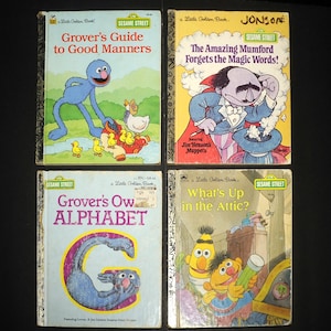 Vintage Little Golden SESAME Street Books Lot of 4 / Sesame Street / Mumford, BERT & ERNIE / 1970&#39;s-1990&#39;s