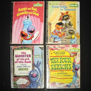 VTG Little Golden SESAME Street Books Lot of 4 / Sesame Street / Grover & Oscar Stories / 1970&#39;s-1990&#39;s