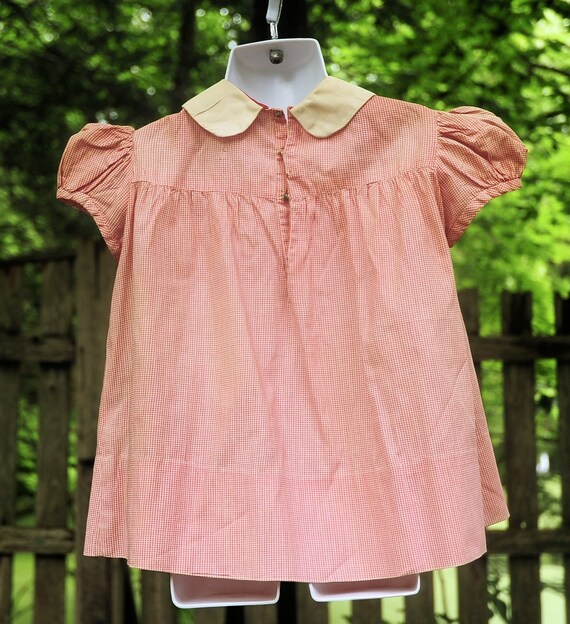 Vintage 60's / Toddler Girls Pink Gingham Cotton … - image 6