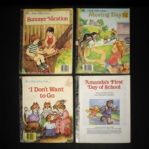 VTG Little Golden SITUATION Books Lot of 4 / Moving, Vacation, 1st Day of School Stories / 1980&#39;s