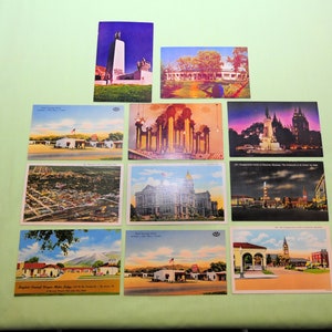 VTG des années 40 des années 50 / Lot de 11 cartes postales photo Wyoming, Texas et Utah / Inutilisé / Un peu de lin