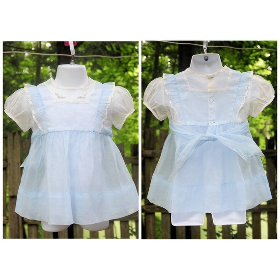 Vintage 60's / Nanette 'Baby Frock' Girls Blue Or… - image 10