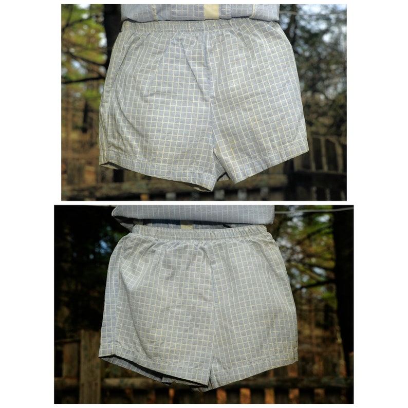 6-9 Baby Shower Gift VTG 50/'s Baby Boys Blue /& White Short Set Outfit Windowpane Check 3-6