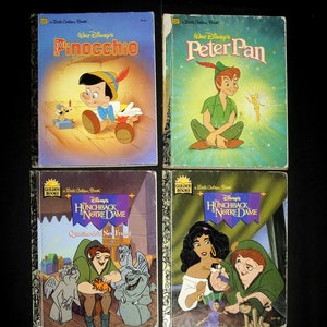 VTG Little Golden DISNEY Books Lot of 4 / DISNEY Hunchback of Notre Dame, Pinocchio, Peter Pan / 1990&#39;s