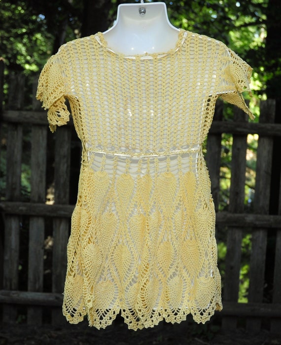 Vintage 60's / Little Girls Gold Pineapple Croche… - image 7