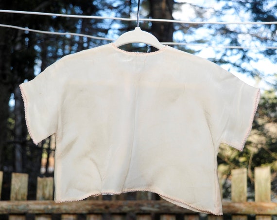 VTG 50's / Baby Girl Ivory Silk Bed Jacket Top / … - image 4