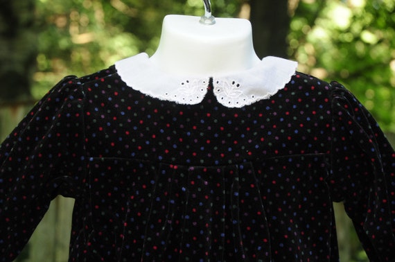 VTG Little Girls Black Velvet Party Holiday Chris… - image 5