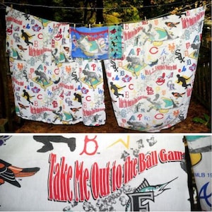 Vintage 1996 MLB Baseball / Twin Sheet SET / Take Me Out to the Ballgame / Cutter Crafts Projects