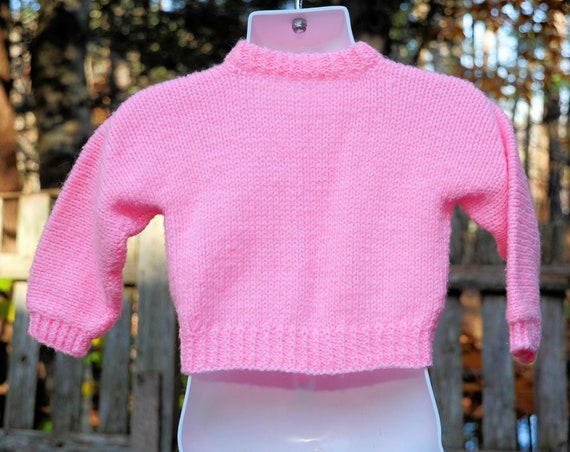 Vintage 80's / Baby Girls Handmade Bright Pink Kn… - image 5