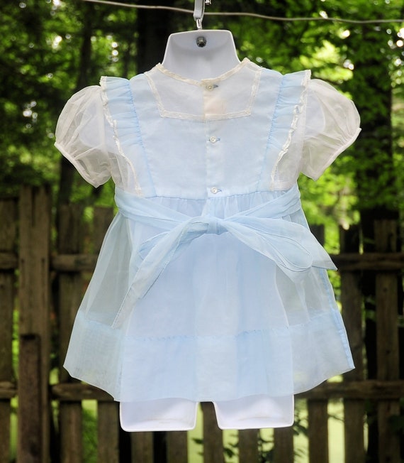 Vintage 60's / Nanette 'Baby Frock' Girls Blue Or… - image 7