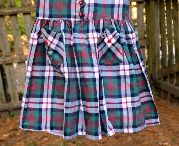 Vintage 50's 60s / Girls MacDonald Plaid Cotton S… - image 6