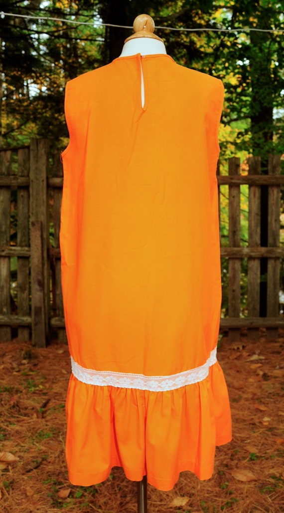 Vintage 1960's / Girls Bright Orange Cotton & Lac… - image 7