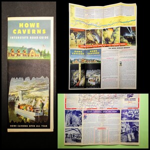 VTG 1940's / Howe Caverns New York / Road Guide Reispamflet / 'Gesneden door de natuur'